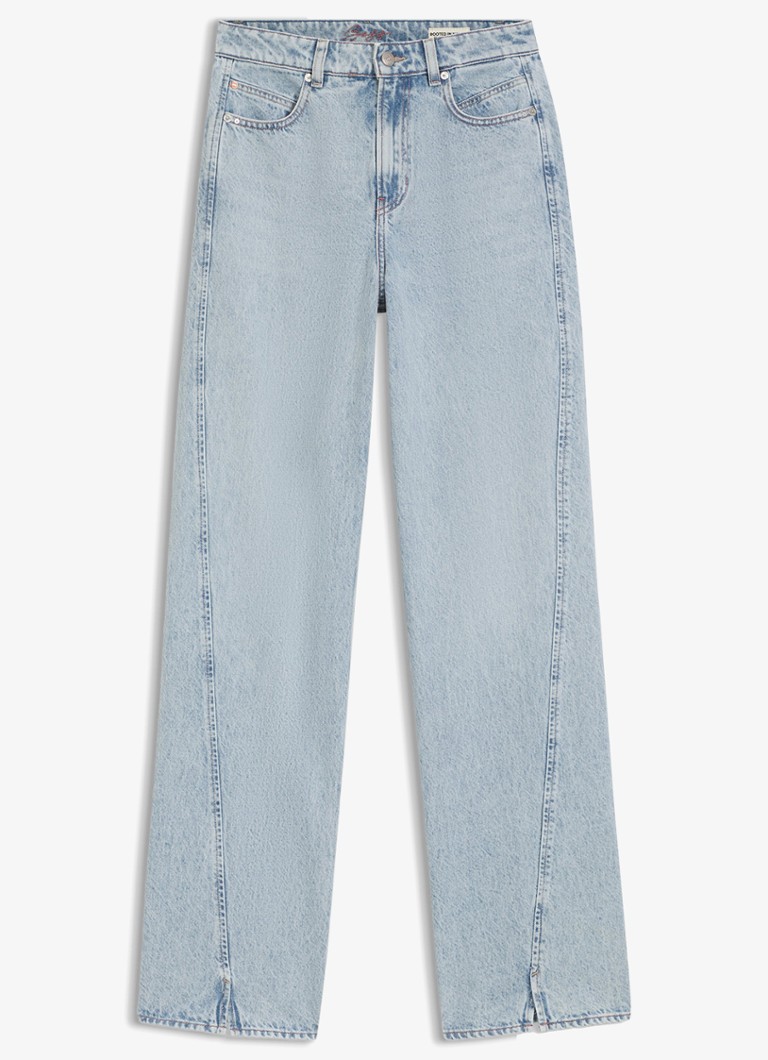 BOSS Dames high waist wide jeans met lichte wassing in de kleur Open Blue-460 / Lichtblauw