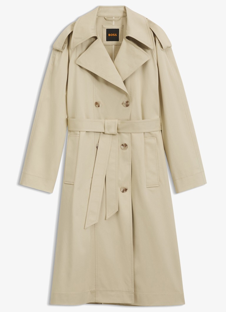BOSS Dames Trenchcoat met ceintuur en steekzakken in de kleur Open Beige-287 / Beige