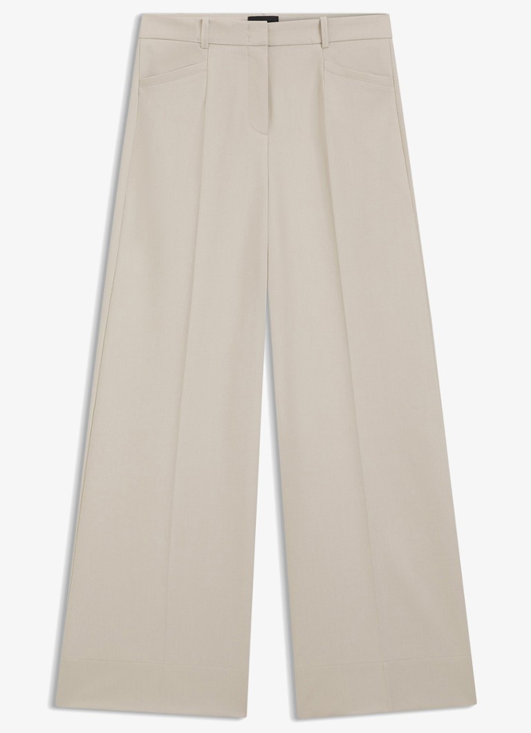 BOSS Dames High waist wide fit pantalon met steekzakken in de kleur Creme