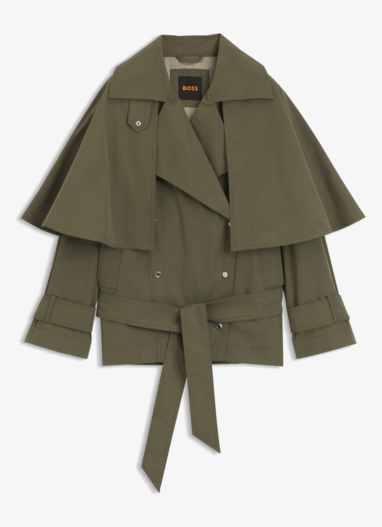 BOSS Dames Trenchcoat met waterafstotende coating in de kleur Mosgroen