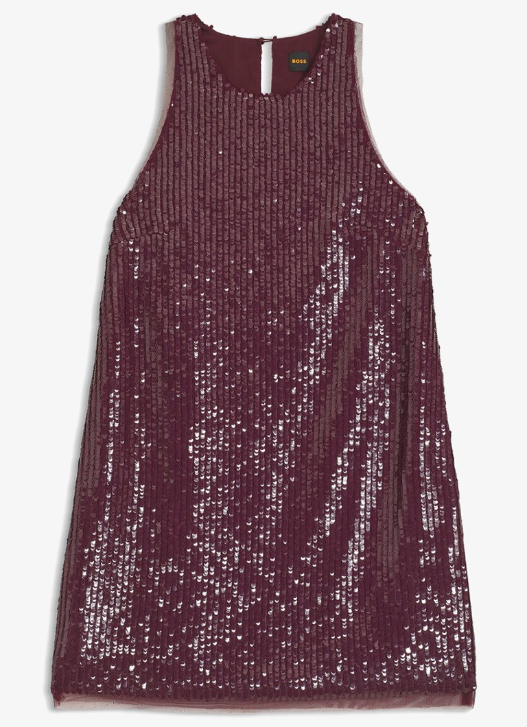 - Effen Dames jurk - Medium Red-614 / Rood -