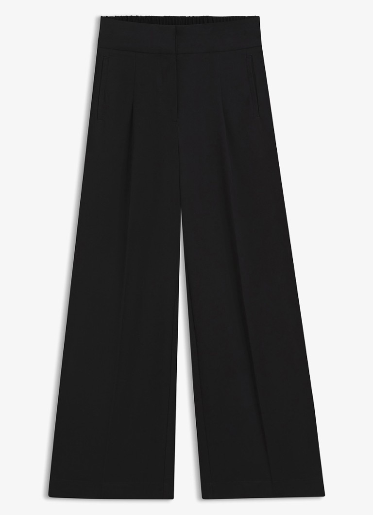 BOSS Dames High waist wide fit pantalon met steekzakken in de kleur Black-001 / Zwart