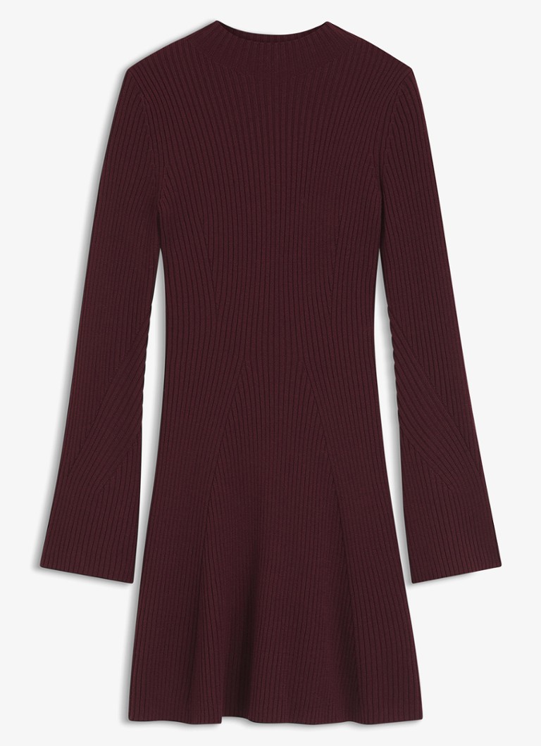 BOSS Dames Mini jurk met ribstructuur in de kleur Medium Red-614 / Rood