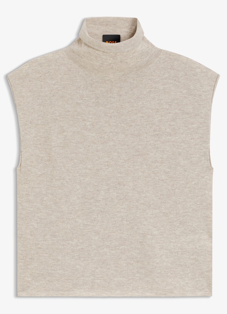 BOSS Dames Fijngebreide spencer met gemêleerd dessin in de kleur Dark Beige-256 / Beige