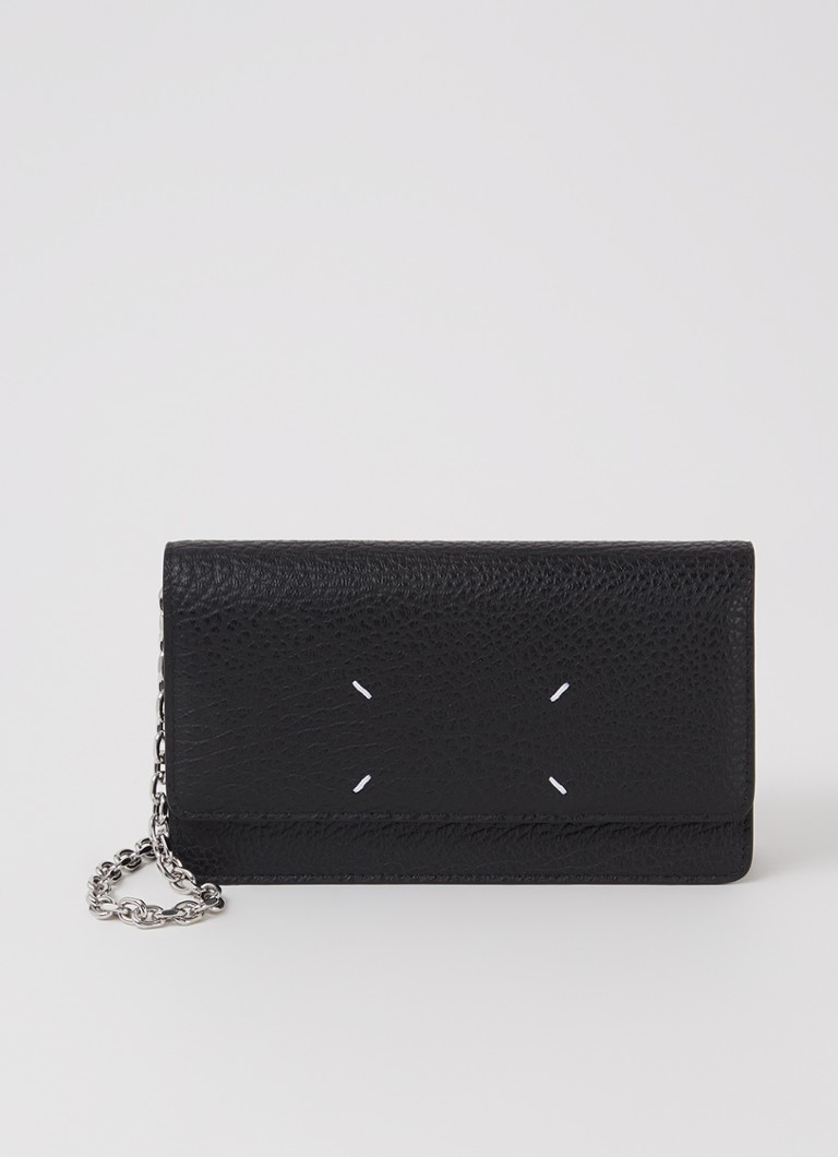 Maison Margiela Dames Four Stitches portemonnee van kalfsleer in de kleur Zwart, maat: 1 size