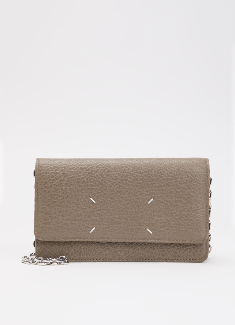 Maison Margiela Dames Four Stitches portemonnee van kalfsleer in de kleur Taupe, maat: ONE SIZE