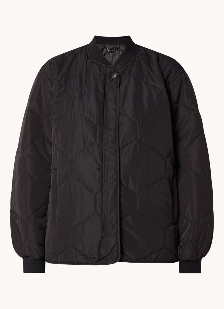 Whistles Dames Ida oversized gewatteerd jack met quilt patroon in de kleur Zwart