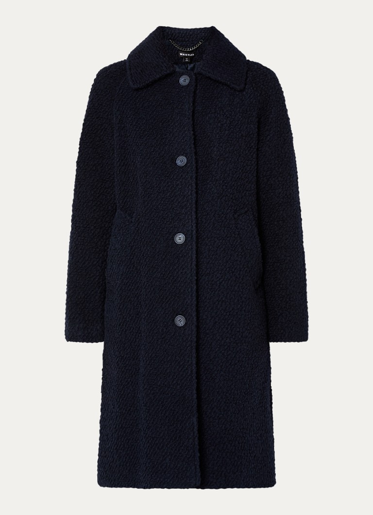 Whistles Dames Romy mantel van bouclé met steekzakken in de kleur Donkerblauw