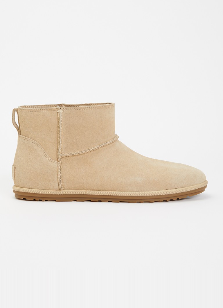 UGG Dames Classic Mini Deconstructed enkellaarsje van suède in de kleur Beige, maat: 40