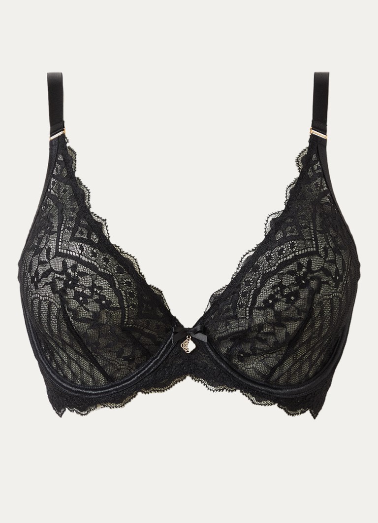 Aubade Dames Love Vertigo plunge bh van kant in de kleur Zwart, maat: C85