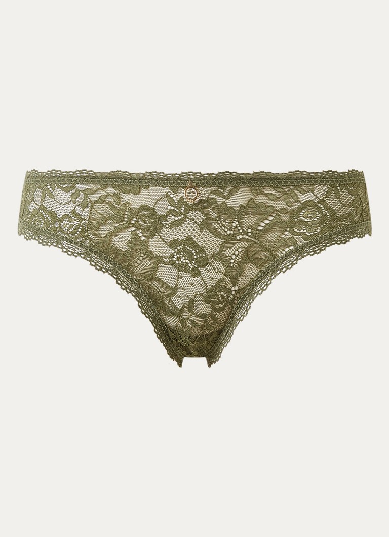 Aubade Dames Rosessence slip van kant in de kleur Mosgroen, maat: 42