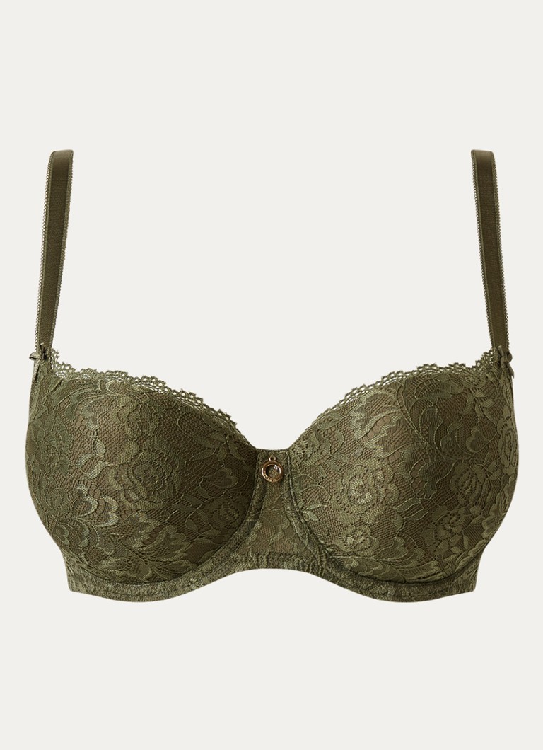 Aubade Dames Rosessence voorgevormde beugel bh van kant in de kleur Mosgroen, maat: F75