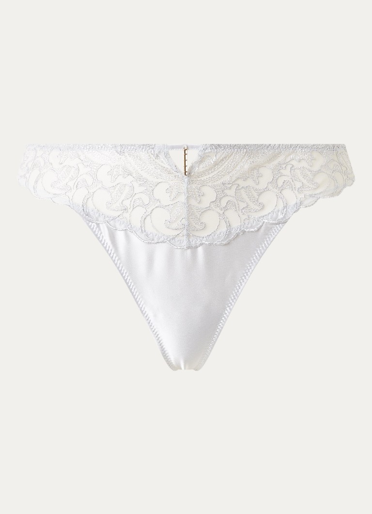 Aubade Dames Satin Memories tanga van mesh met satijn in de kleur Zilver, maat: 38