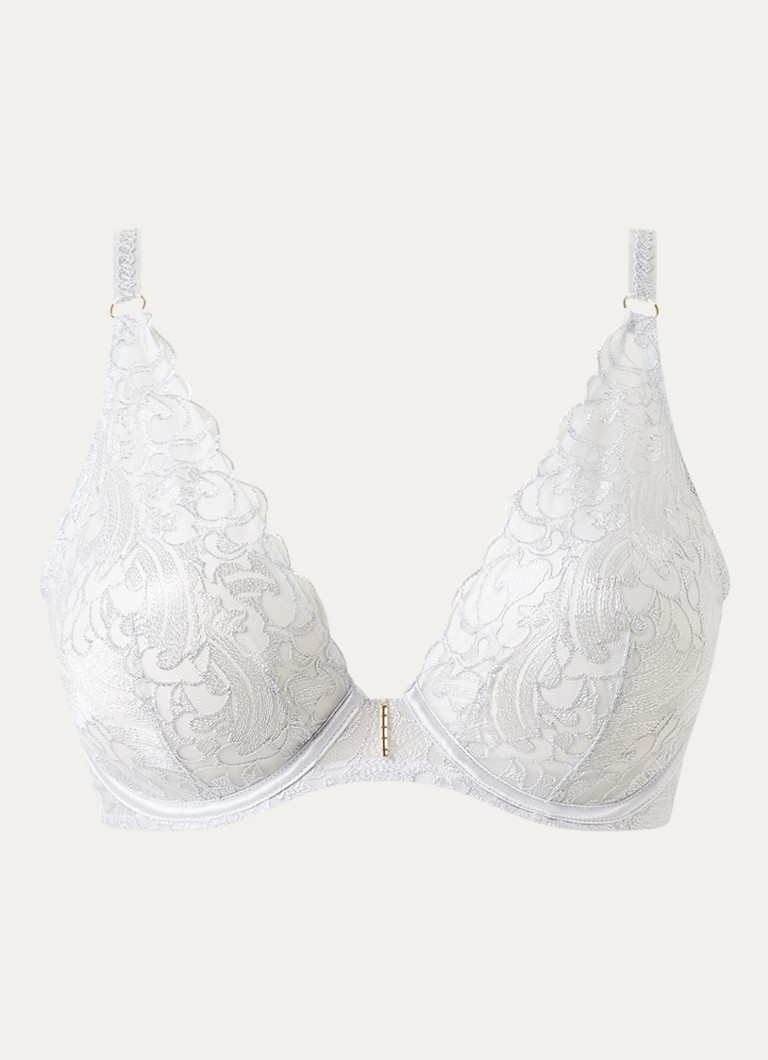 Aubade Dames Satin Memories beugel bh van mesh met borduring in de kleur Zilver, maat: D85