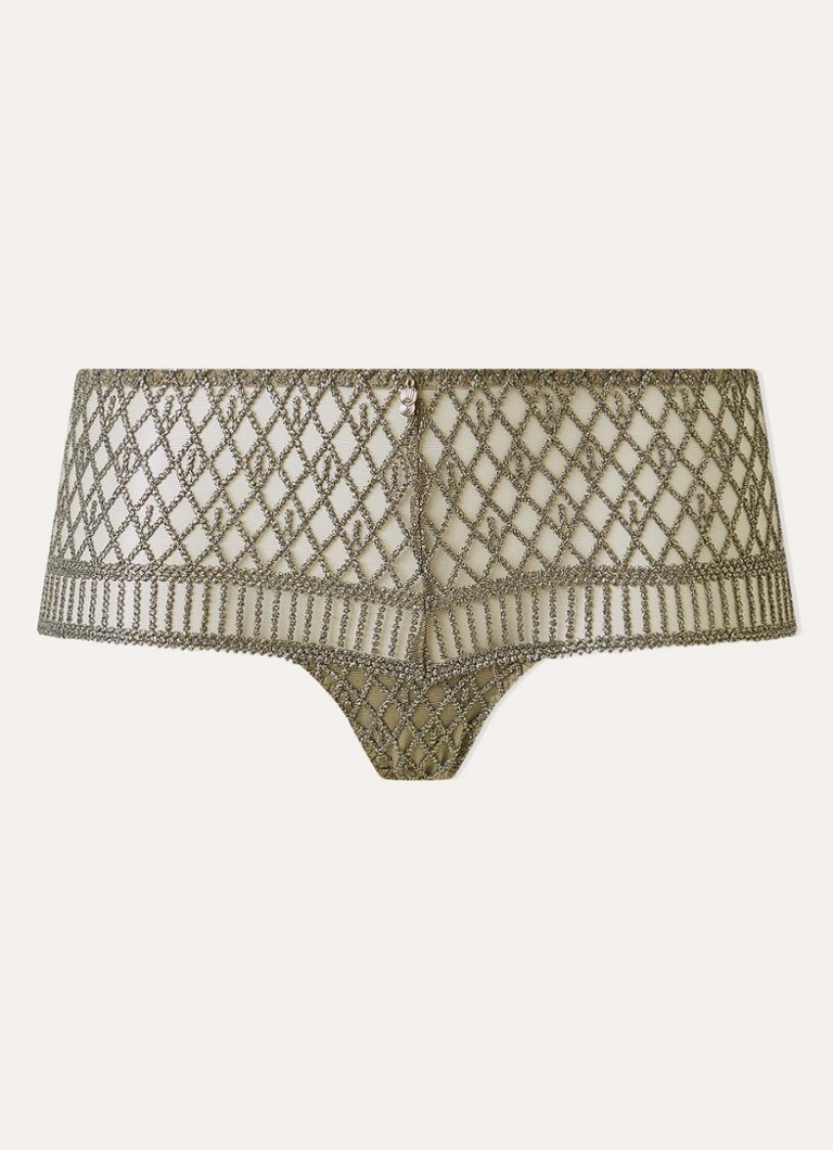 Aubade Dames Stardust Dream shorty van mesh met lurex in de kleur Mosgroen, maat: 36