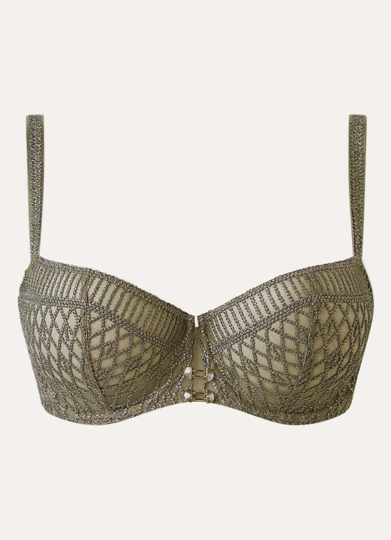 Aubade Dames Stardust Dream balconette bh van mesh met lurex in de kleur Mosgroen, maat: E80