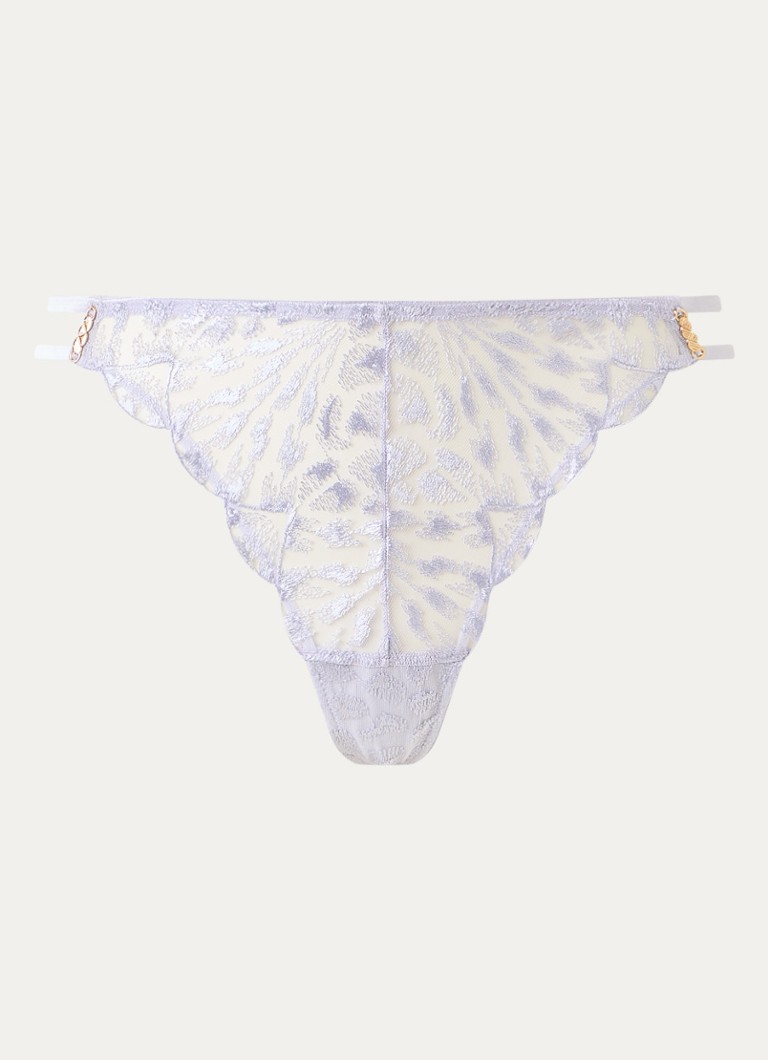 Aubade Dames Crazy In Love string van mesh met borduring in de kleur Lila, maat: 36