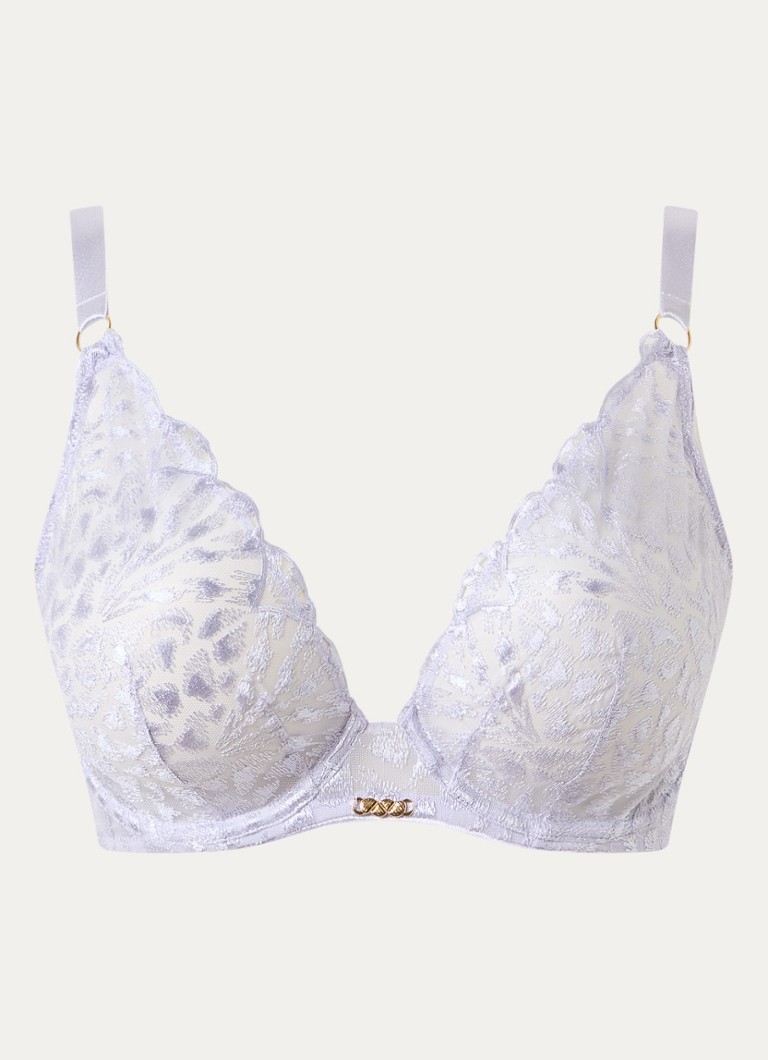 Aubade Dames Crazy In Love beugel bh van mesh met borduring in de kleur Lila, maat: C85