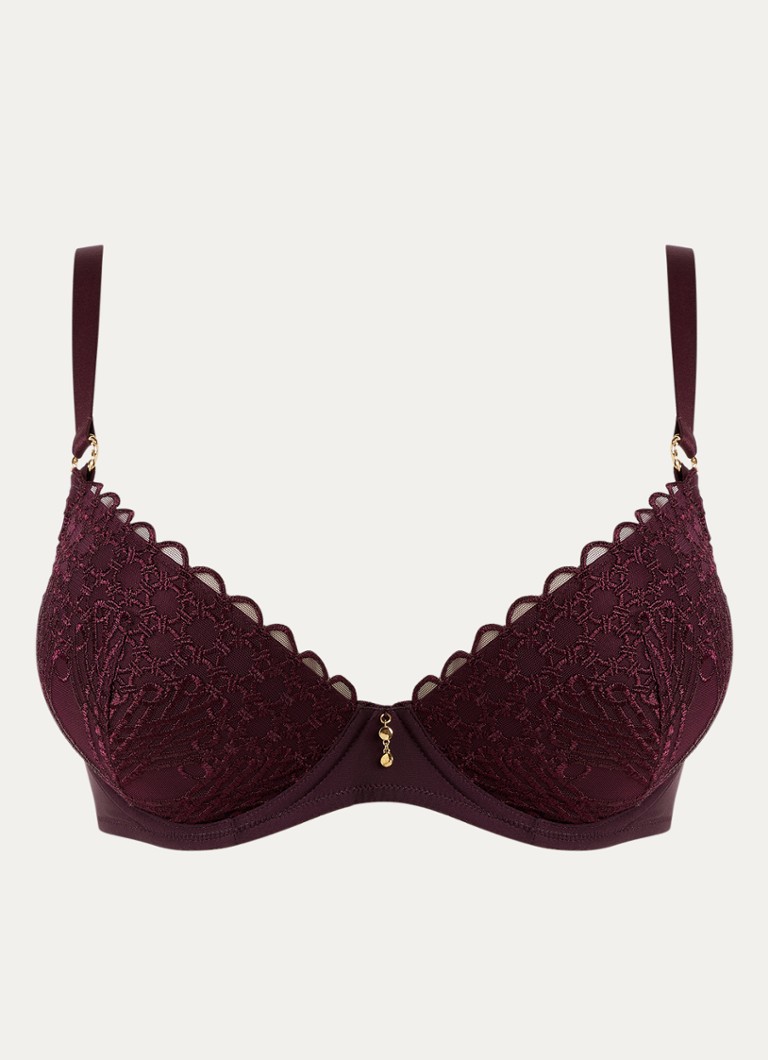 Aubade Dames Eloge Du Desir voorgevormde beugel bh in de kleur Aubergine, maat: E75