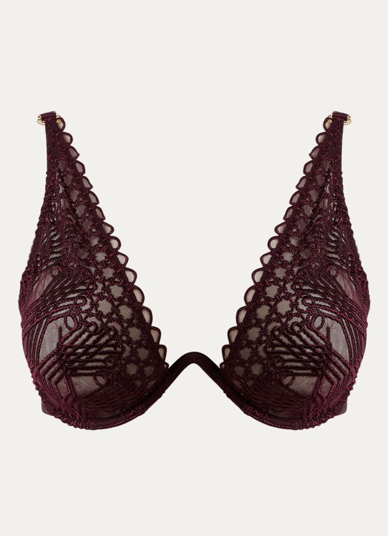 Aubade Dames Eloge Du Desir beugel bh van mesh in de kleur Aubergine, maat: D80