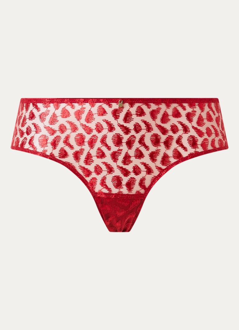 Aubade Dames Crazy In Love hipster van mesh in de kleur Rood, maat: 44