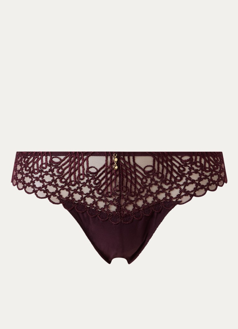 Aubade Dames Eloge Du Desir slip van mesh in de kleur Aubergine, maat: 44