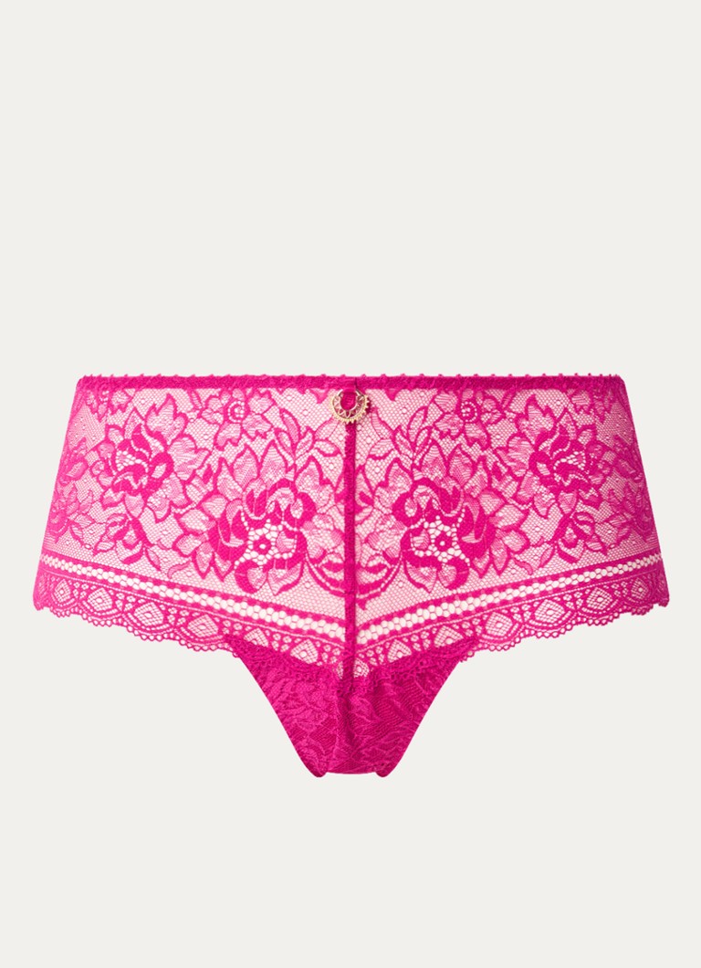 Aubade Dames Ivresse Baroque shorty van kant in de kleur Fuchsia, maat: 42