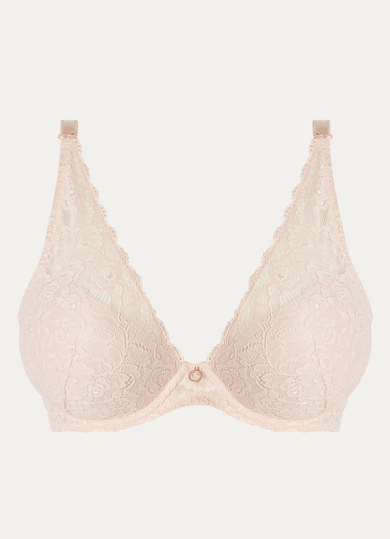 Aubade Dames Rosessence Care voorgevormde push-up bh met overlay van kant in de kleur Oudroze, maat: E70