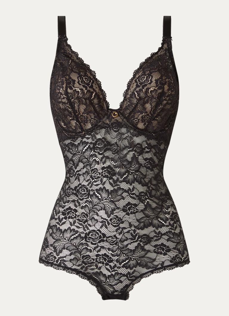 Aubade Dames Rosessence body van kant in de kleur Zwart, maat: E75