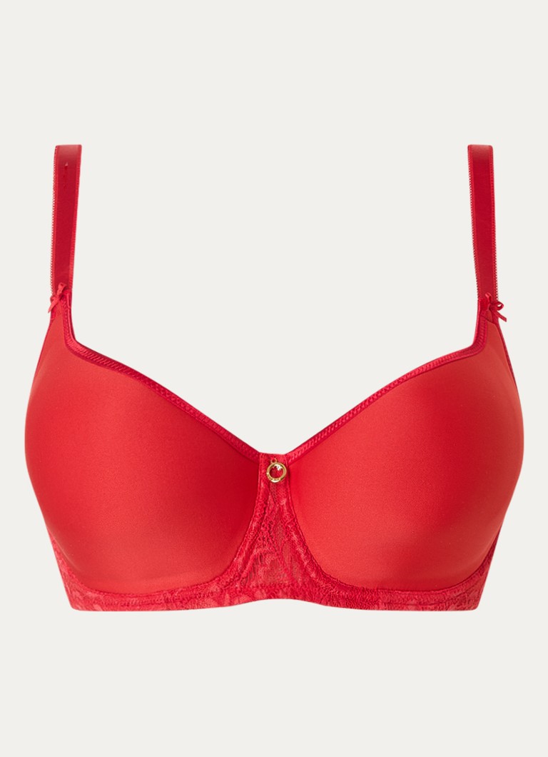 Aubade Dames Rosessence Spacer voorgevormde beugel bh met kant in de kleur Rood, maat: E70