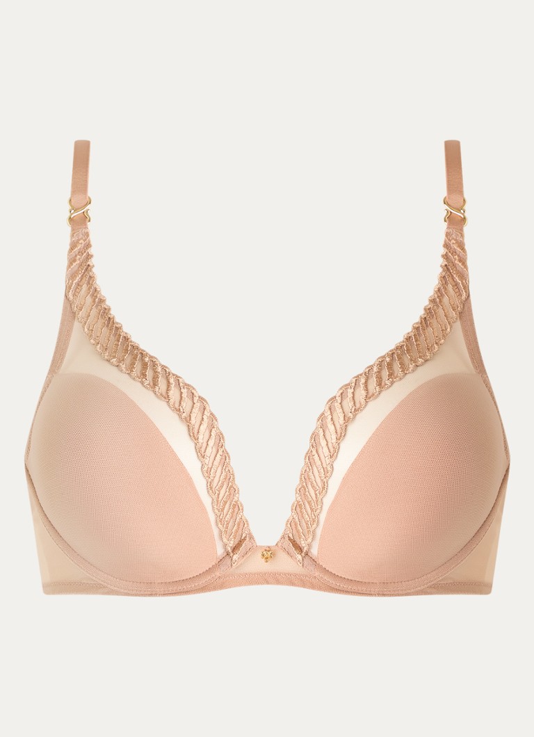 Aubade Dames Sheer Emotion voorgevormde beugel bh met overlay van mesh in de kleur Zand, maat: B85