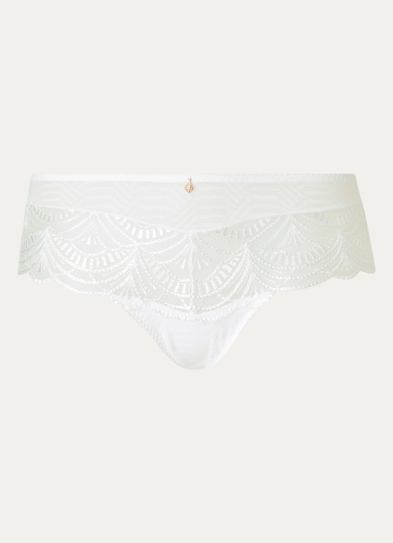 Aubade Dames Vibes slip van mesh met borduring in de kleur Wit, maat: 42