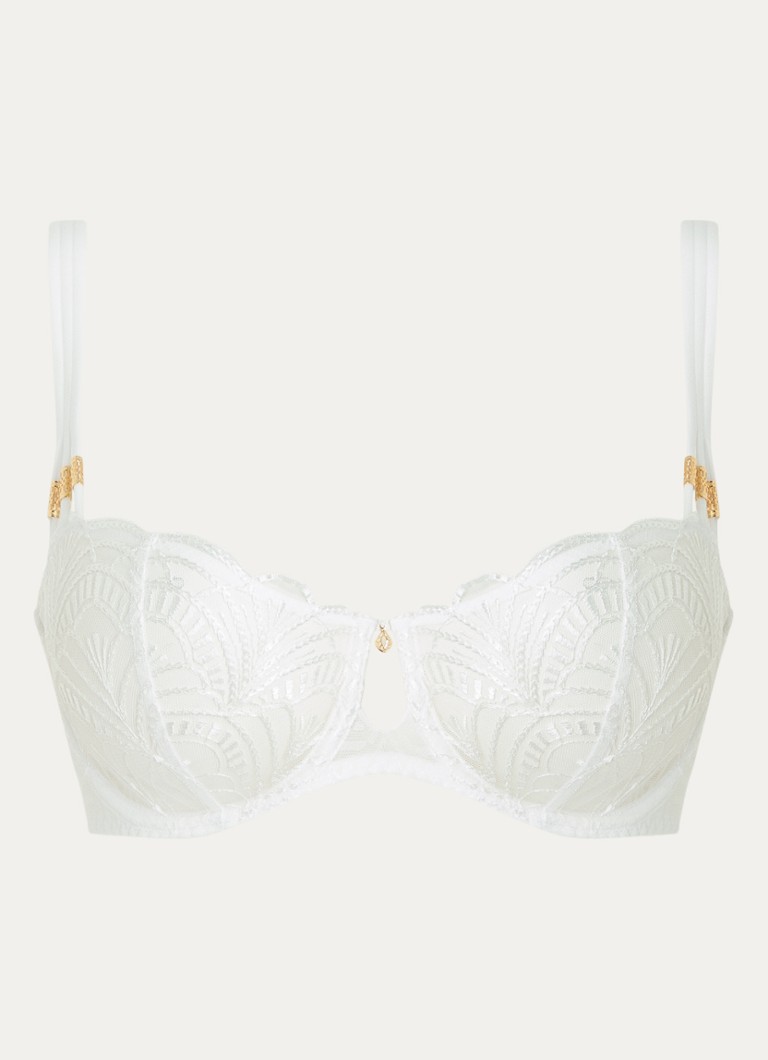 Aubade Dames Vibes beugel bh van mesh met borduring in de kleur Wit, maat: F80