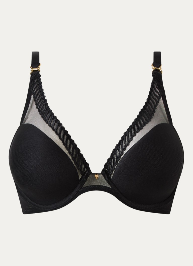 Aubade Dames Sheer Emotion beugel bh met overlay van mesh in de kleur Zwart, maat: D70