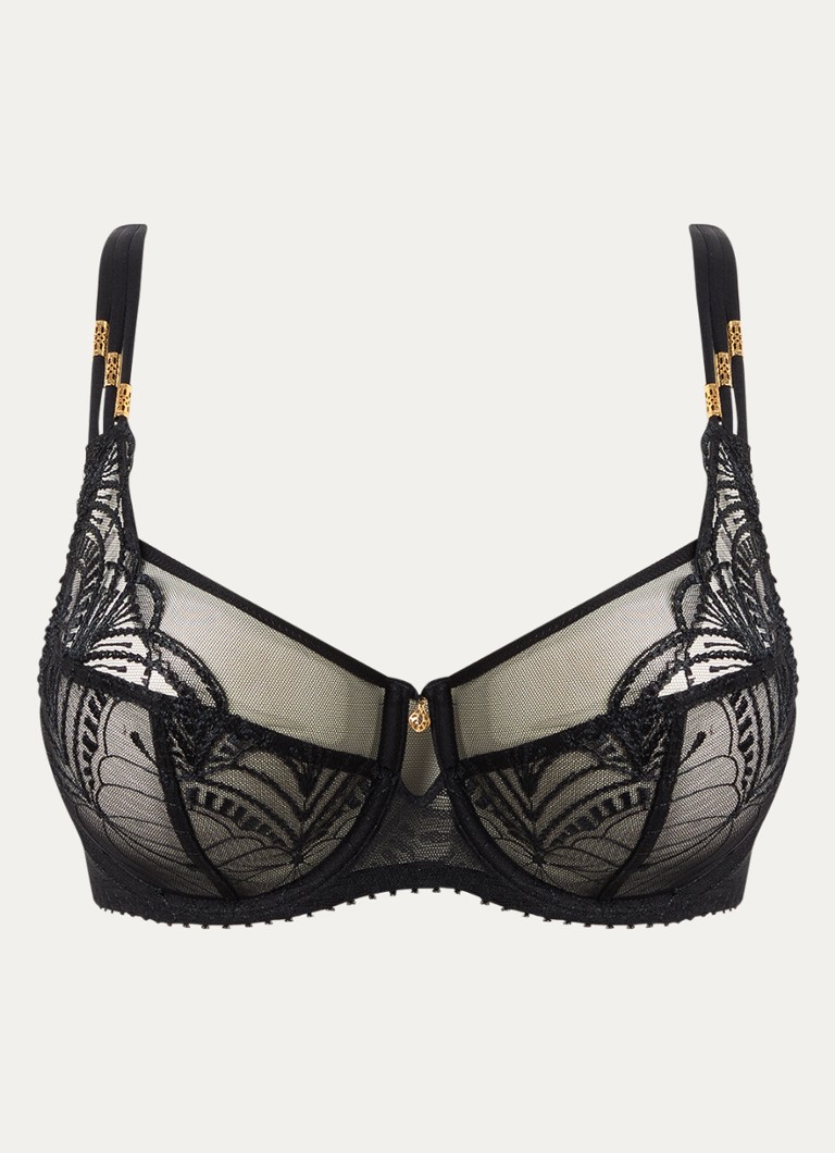 Aubade Dames Vibes beugel bh met borduring in de kleur Zwart, maat: G80