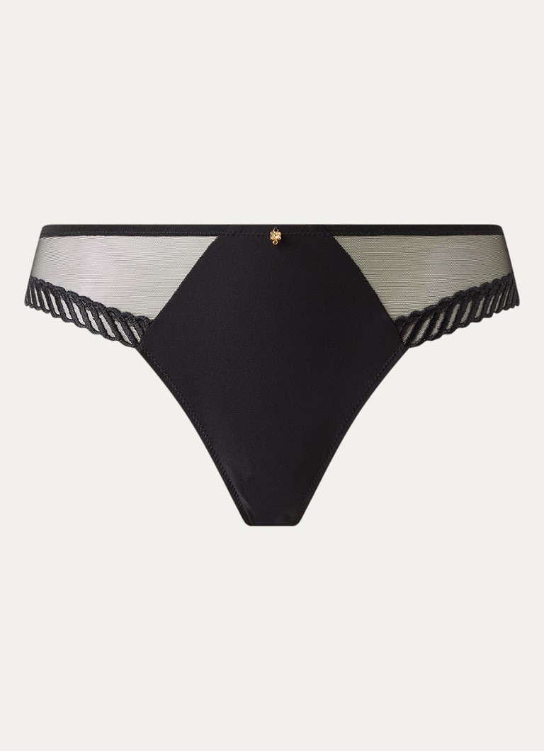 Aubade Dames Sheer Emotion slip met details van mesh in de kleur Zwart, maat: 42