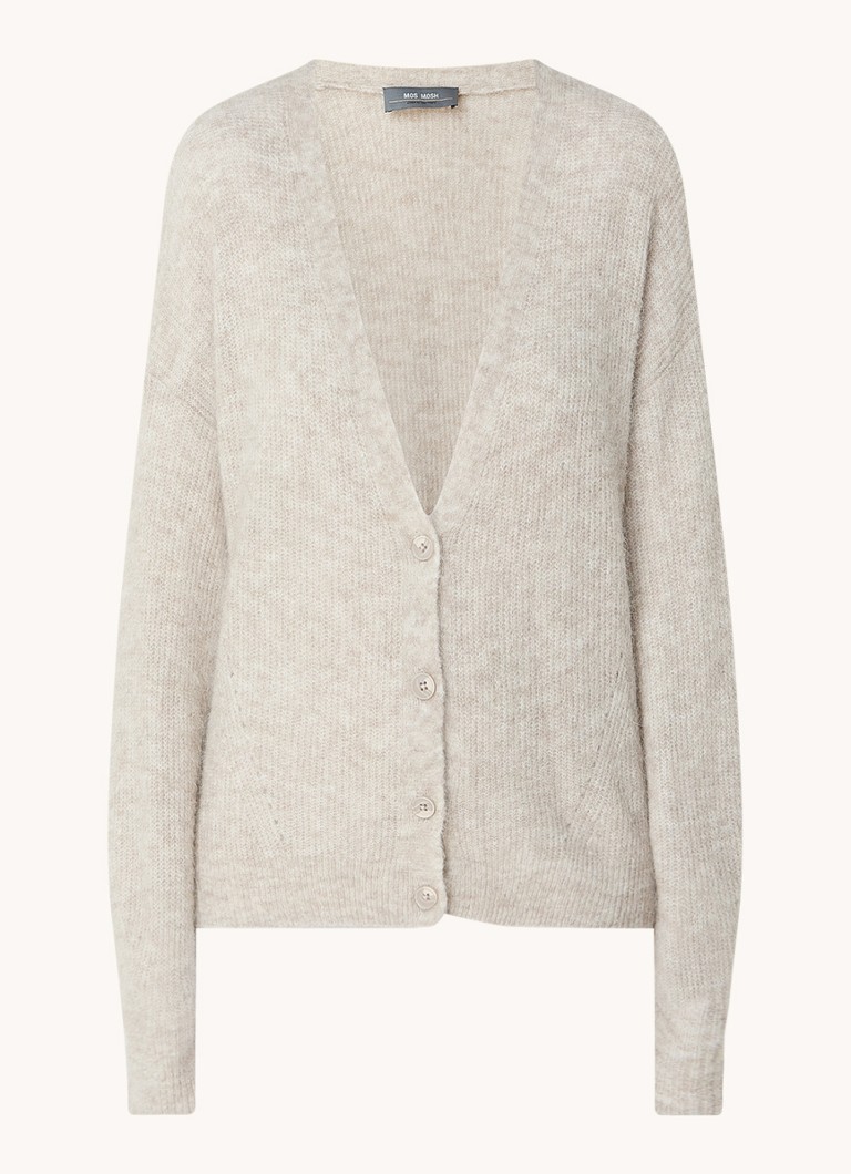 Mos Mosh Dames MMThora fijngebreid vest in alpaca wolblend met ballonmouw in de kleur Lichtgrijs