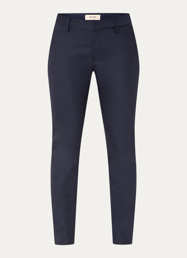 Mos Mosh Dames MMAbbey high waist slim fit pantalon met steekzakken in de kleur Donkerblauw