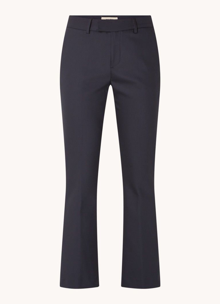 Mos Mosh Dames MMEllen mid waist straight fit cropped chino met steekzakken in de kleur Donkerblauw