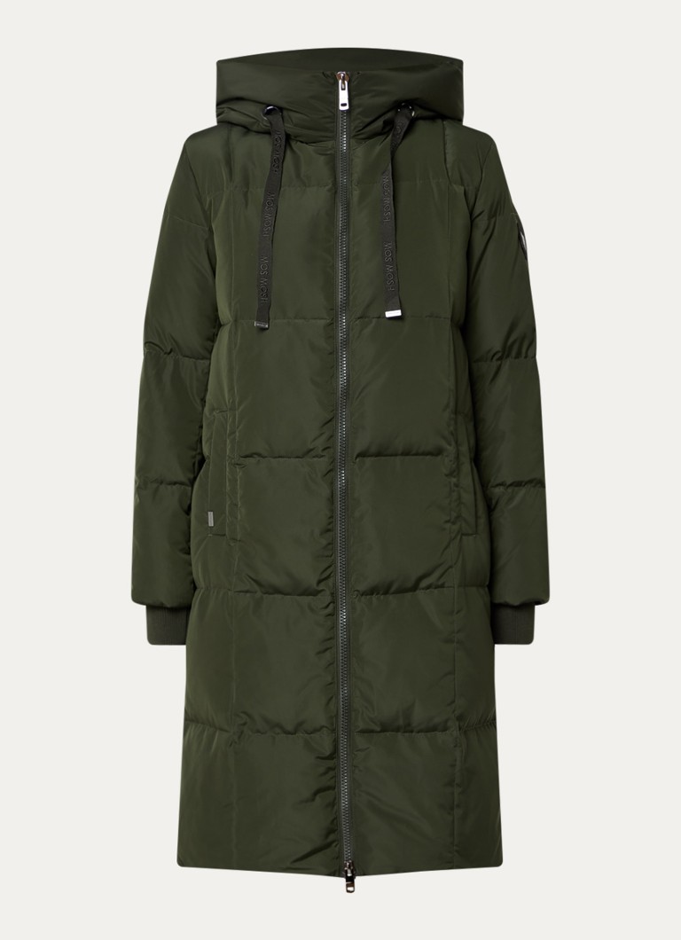 Mos Mosh Dames MMNova longline puffer jas met steekzakken in de kleur Legergroen
