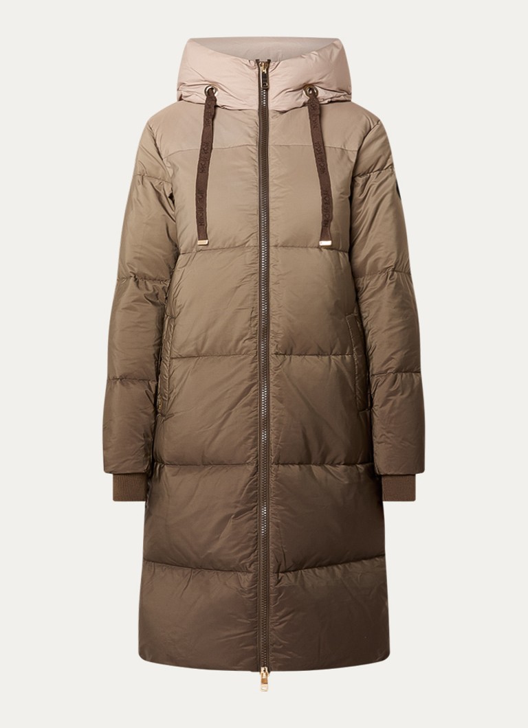 Mos Mosh Dames MMNova puffer jas van donsvulling met capuchon en dip-dye dessin in de kleur Beige