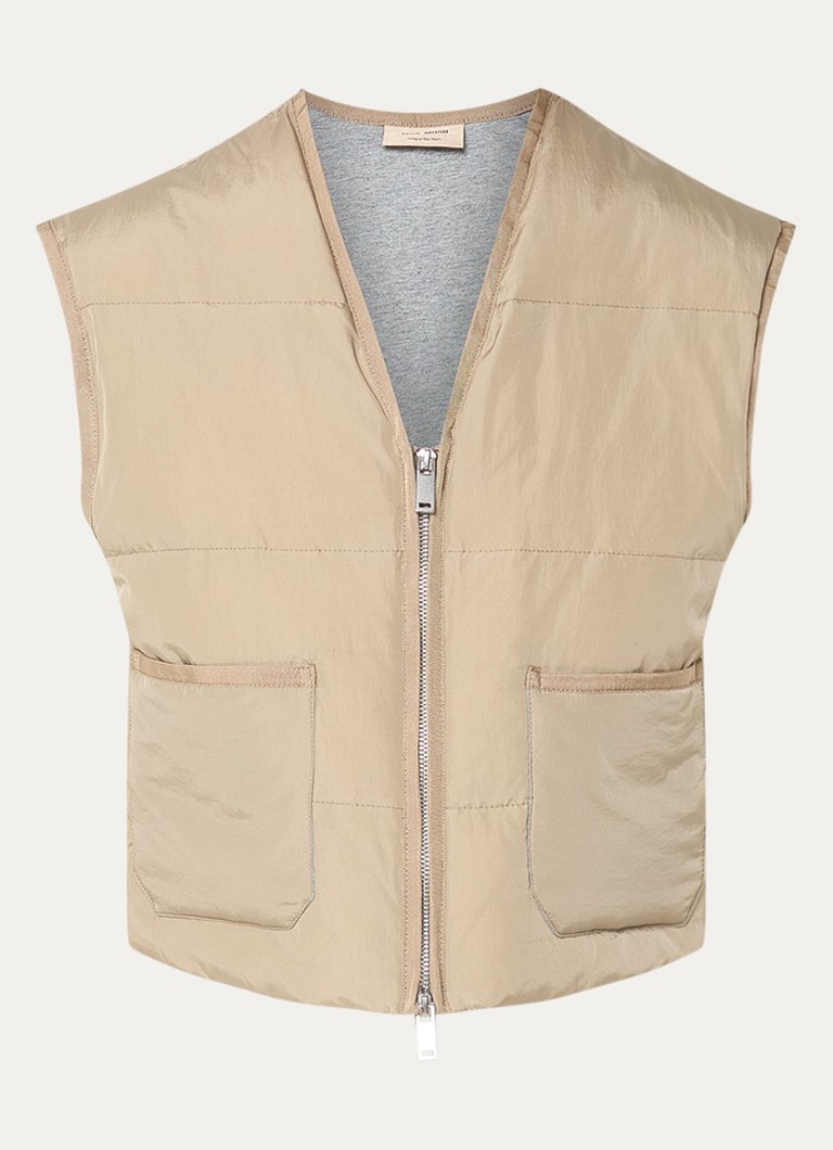 Mos Mosh Dames MMManja gewatteerde bodywarmer met opgestikte zakken in de kleur Donkerbeige