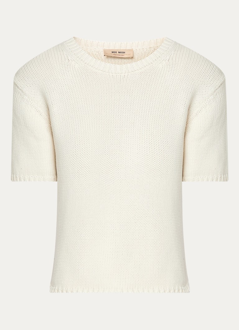 Mos Mosh Dames MMArin grofgebreide top met ronde hals in de kleur Beige