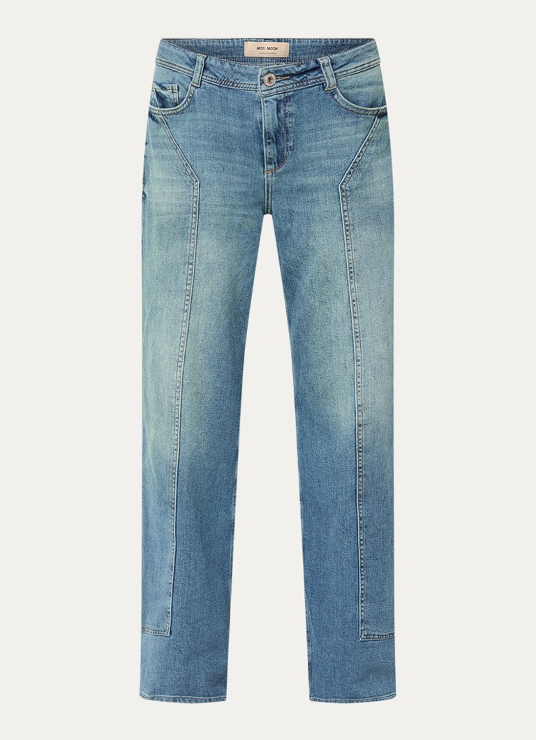 Mos Mosh Dames MMDara Remy mid waist straight leg jeans met steekzakken in de kleur Indigo