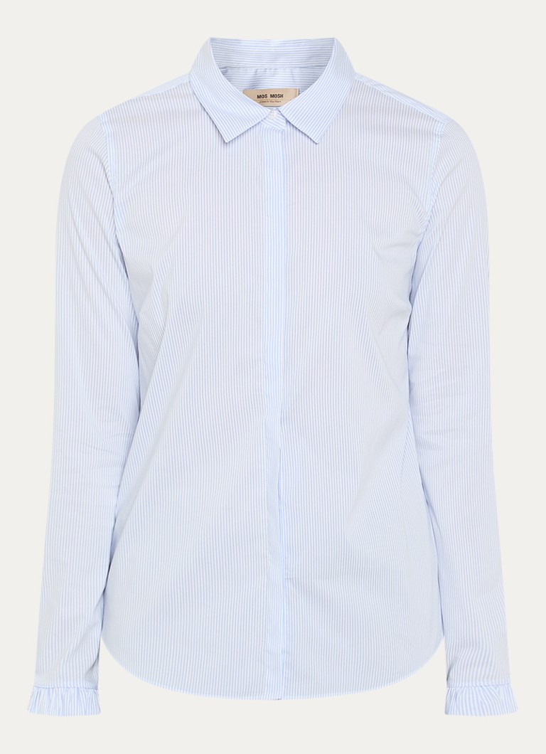 Mos Mosh Dames MMMattie blouse met streepprint in de kleur Lichtblauw