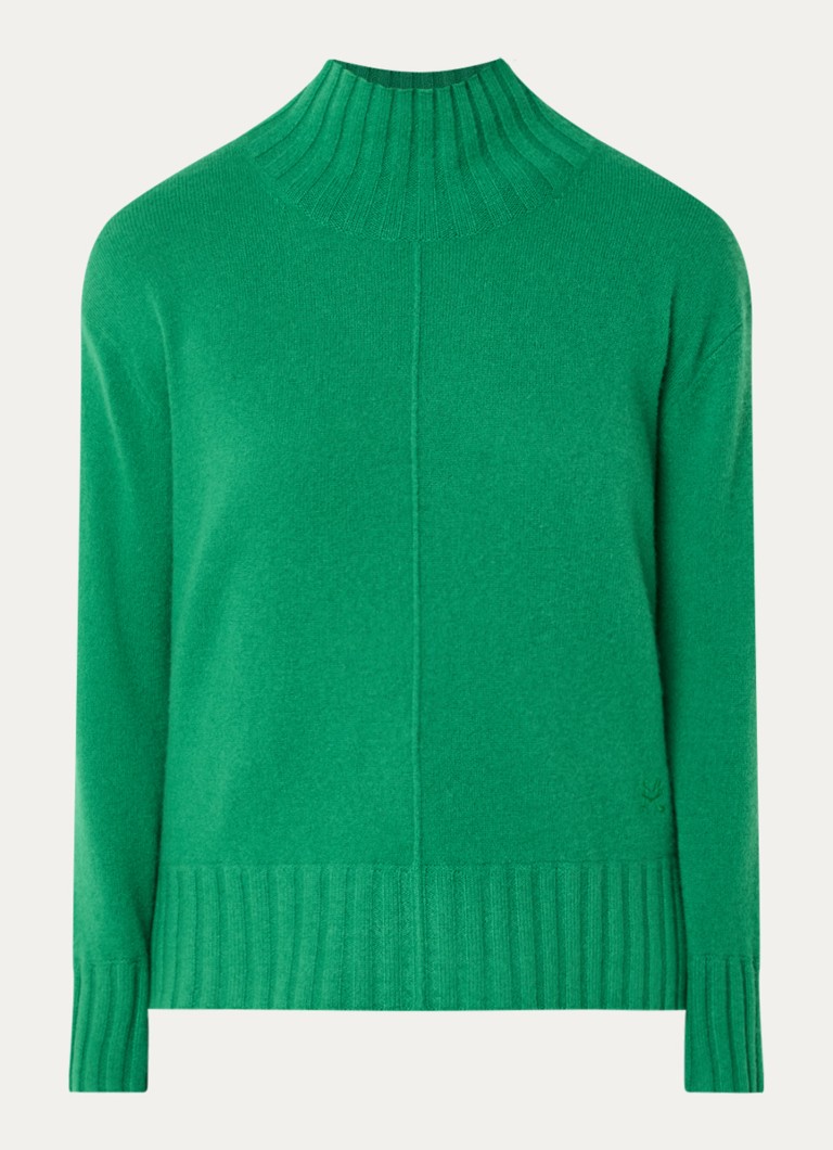 Mos Mosh Dames MMAima fijngebreide trui in kasjmierblend met col in de kleur Groen
