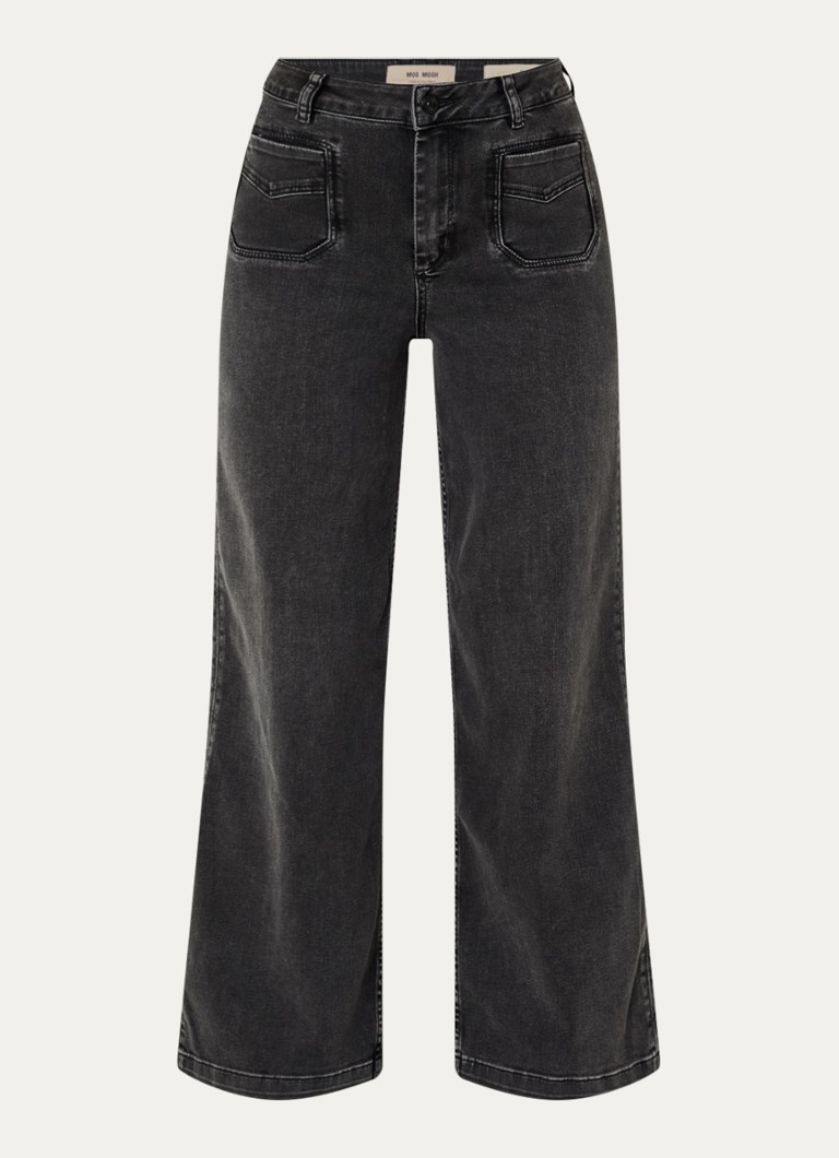 Mos Mosh Dames MMColette Deluxe high waist wide leg jeans met gekleurde wassing in de kleur Antraciet