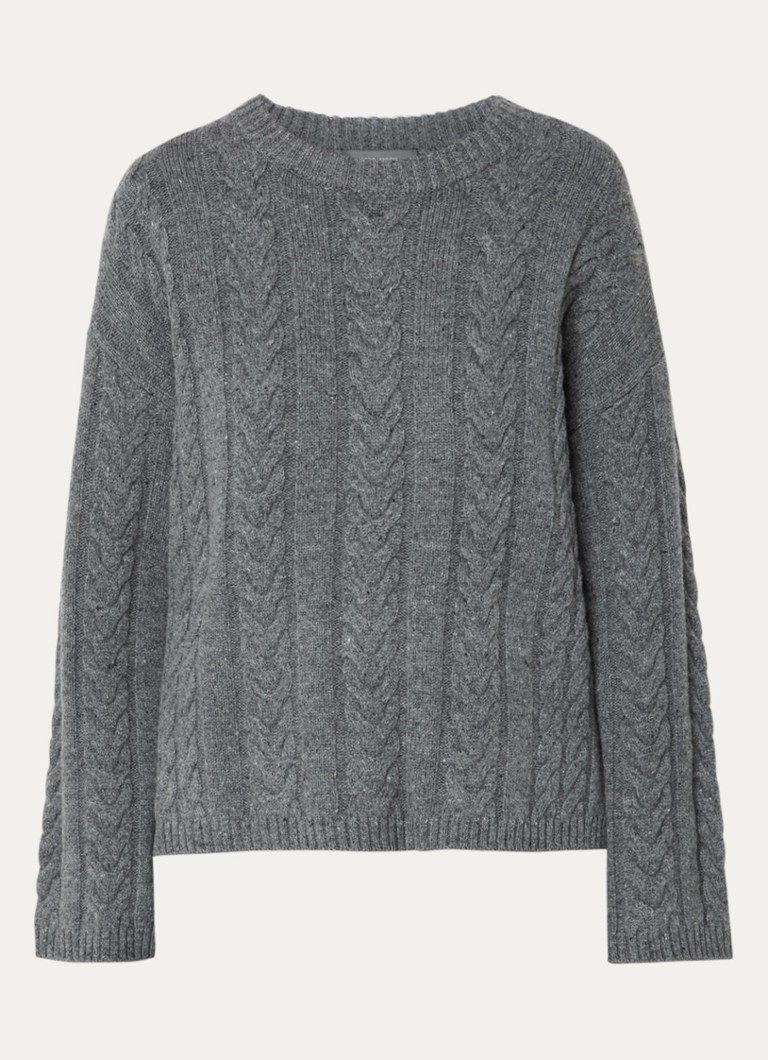 Mos Mosh Dames MMBryndis kabelgebreide pullover van wol in de kleur Grijs