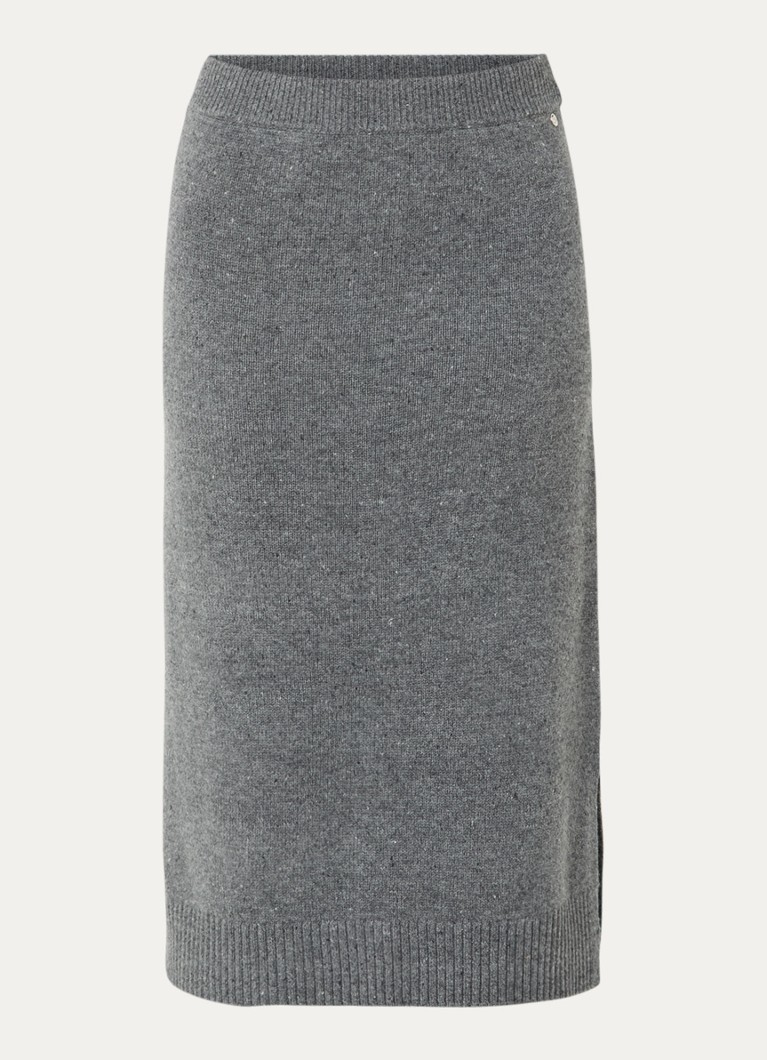 Mos Mosh Dames MMBryndis fijngebreide midi rok van wol in de kleur Grijs