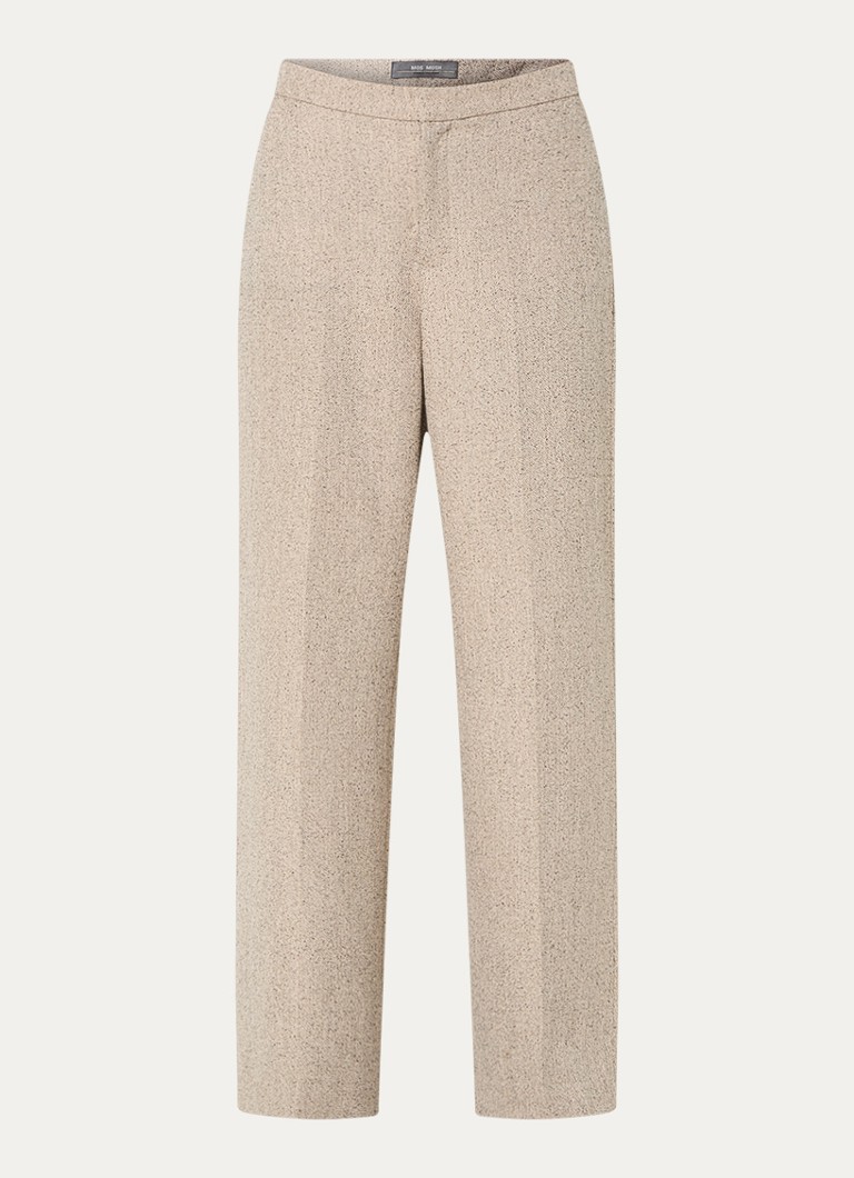 Mos Mosh Dames MMLeya high waist wide fit pantalon met gemêleerd dessin in de kleur Beige